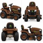 Ukspex Riding Lawn Mower Lawn Tractor with Mid-Mount Cutting Deck - Brown - Image 2