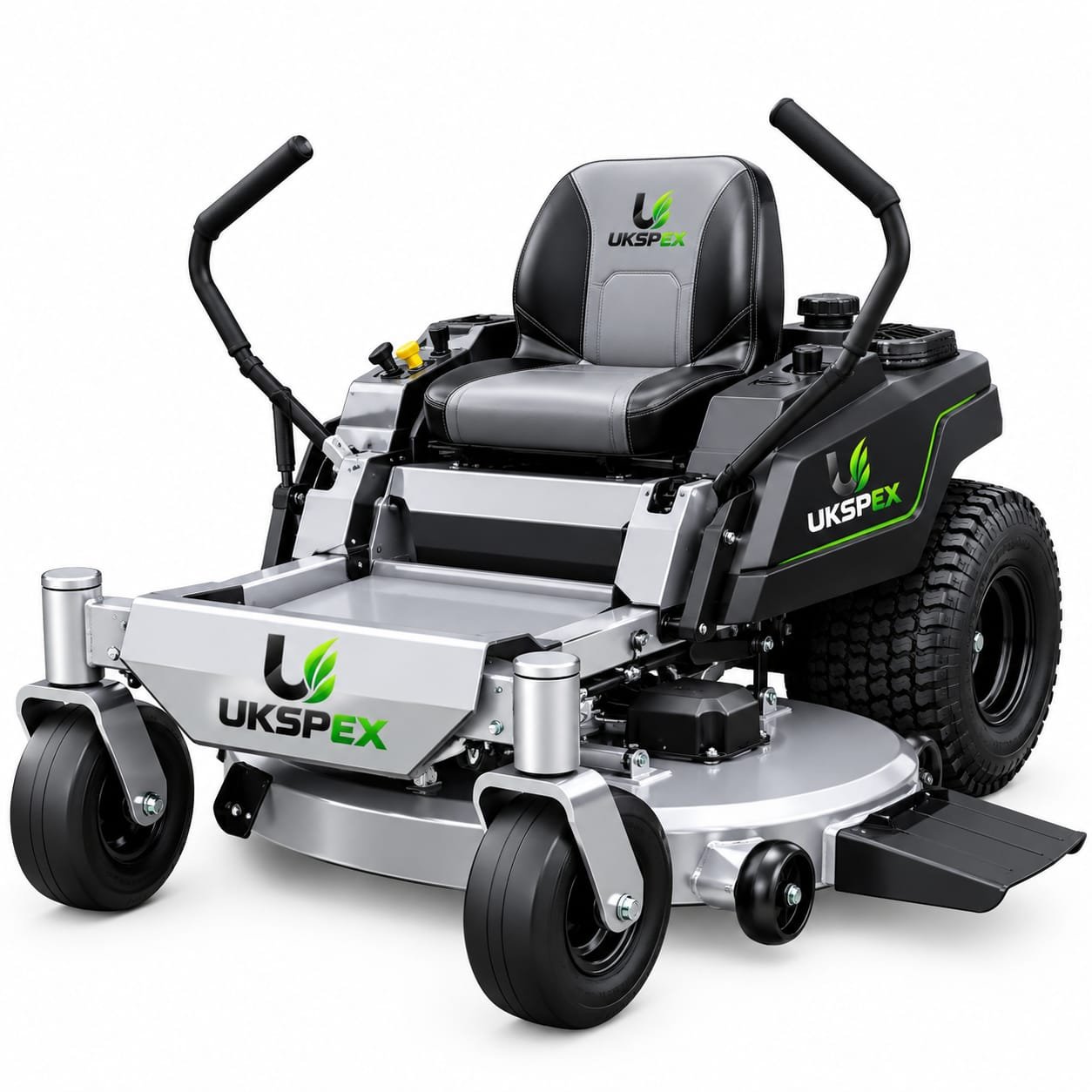 Silver and Black Zero-Turn Riding Lawn Mower